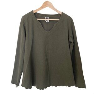 JOHNNY Was Mimi Maternity Scalloped Neckline Trim Hunter Green